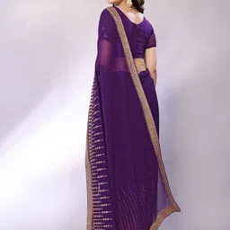 FABMORA Polka Dot Embroidered Pure Georgette Saree image 3