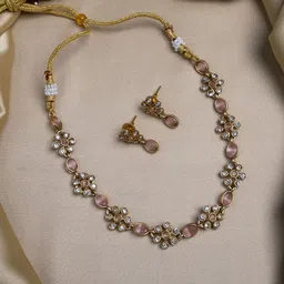 StileAdda Gold Plated Kemp Flower Necklace & Earrings Set-picture-13