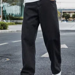 metronaut Men Loose Fit Mid Rise Black Jeans image 1