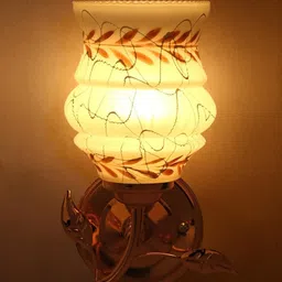 1ST TIME Brown & Gold-Toned Printed Metal Traditional Abstract Shaped Shaped Wall Lamp-picture-14