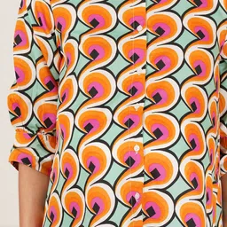 angloindu Geometric Print Crepe Shirt Style Longline Top image 4