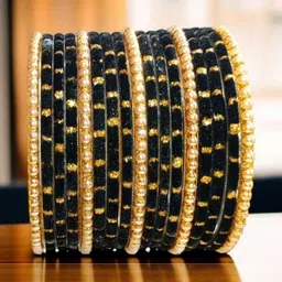Only Offers Set Of 34 Black Glass Artificial Stones Bangle image 2