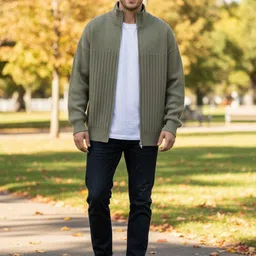 Mast & Harbour Men Ribbed Long Sleeves Front-Open Sweater-picture-19