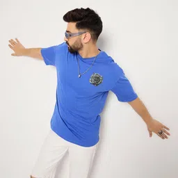 Mast & Harbour Men Typography Printed Pure Cotton Applique T-shirt image 5