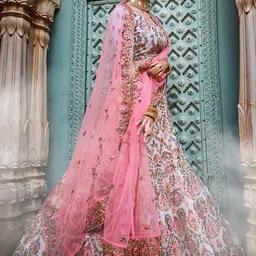 ODETTE Embroidered Sequinned Semi-Stitched Lehenga & Unstitched Blouse With Dupatta image 3