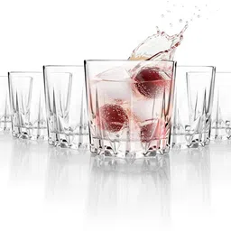 tenacity (Pack of 6) Glass Tumbler Set of 6, 200ml Each | Dishwasher Safe | Comfortable Grip Glass Set Water/Juice Glass image 1