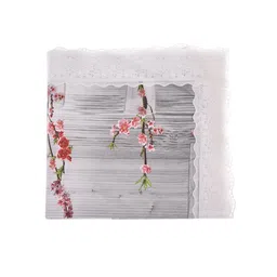 Dakshya Industries Grey & Pink Printed Border Plastic Anti Slip Oval 4 Seater Table Cover image 3