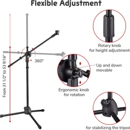 techtest Adjustable Dual Microphone Stand Singing Condenser Studio Mic Stand For Microphone image 2