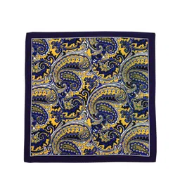 Van Heusen Men Navy Blue & Yellow Printed Pocket Square image 3