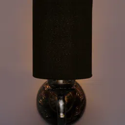 Devansh Antique Black & Gold-Toned Wall Lamp With Cotton Conical Shade image 4
