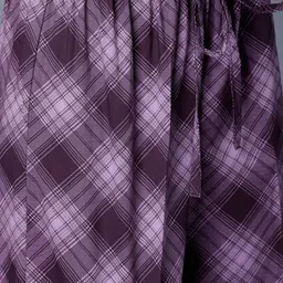Vishudh Women Purple & Grey Printed Kurta with Checked Palazzos image 3