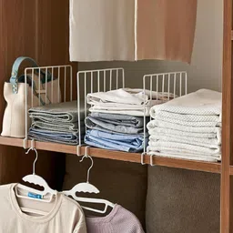 haveu White Metal Shelf Separator for Books Clothes Organizer Closet Divider image 2