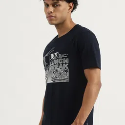 United Colors of Benetton Men Graphic Printed Round Neck Pure Cotton T-shirt image 2