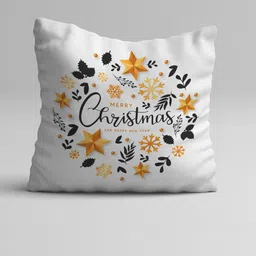 STITCHNEST Pack Of 5 Blue Merry Christmas Printed Square Cushion Cover image 2