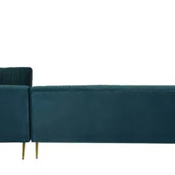 casacraft from pepperfry Eternia Velvet Corner Sofa In Teal Blue Colour in in C Shape image 4