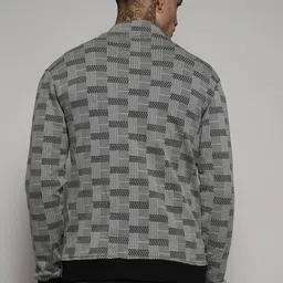Campus Sutra Checked Windcheater Mock Collar Cotton Crop Tailored Jacket image 5
