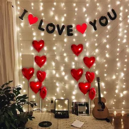 groovy dudz I Love You Banner with Led Light , Heart Balloons for Valentine Decoration-picture-23