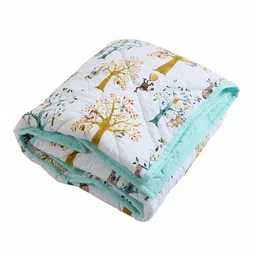 Jamio Firati White & Blue Floral Printed Cotton Heavy Winter 200 GSM Single Bed Quilt image 3