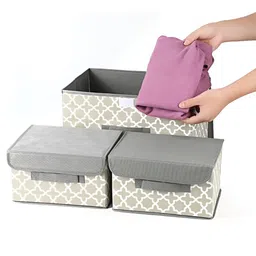 HOUSE OF QUIRK Grey & White 3 Pieces Abstract Printed Regular Multi-Utility Organisers image 5