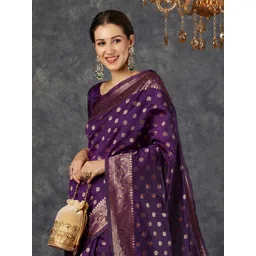 KALINI Ethnic Motifs Woven Designed Zari Banarasi Saree image 3