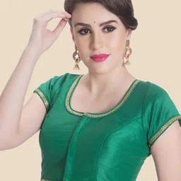 neckbook Women Green Solid Princess Cut Readymade Saree Blouse image 2