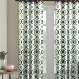 romee Multicolour Polyester Velvet Geometric 7FT Light Filtering Eyelet Door Curtains (Pack of 1)-picture-11