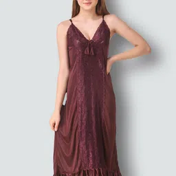 Romaisa Brown Maxi Nightdress with Robe image 3