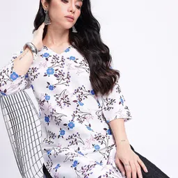 Women Floral Print Polyester Straight Kurta-image-63