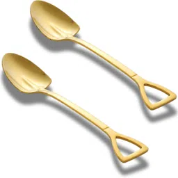 dapno Golden Spade Triangle Shape Spoon For Desserts,Beverages,Snacks & Fruits Stainless Steel Coffee Spoon, Dessert Spoon, Ice-cream Spoon, Salad Spoon, Sugar Spoon, Tea Spoon Set image 5