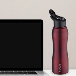 Borosil Grip N Sip Maroon 3 Pieces Stainless Steel Single Wall Water Bottle - 1 L Each image 3