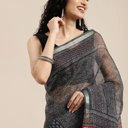 KALINI Ethnic Motifs Printed Zari Silk Cotton Saree image 3