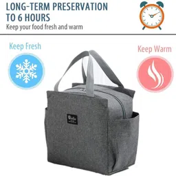 house of quirk Three-Layer Thick Fabric Women Lunch Bag for School Picnic Office Outdoor Gym Waterproof Lunch Bag image 4