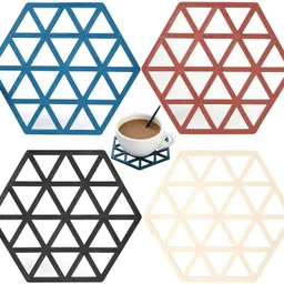 pepplo PVC Coaster Halka-A-Triangle-Multi_4,Pack of 4 Silicone Trivet-picture-35
