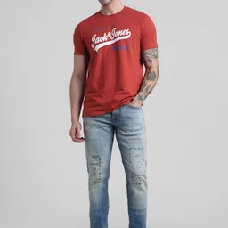 Jack & Jones Men Slim Fit Mildly Distressed Heavy Fade Comfort Stretchable Jeans image 5