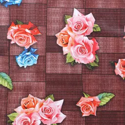 Kuber Industries Maroon & Pink Floral Printed Waterproof & Anti-Slip Shelf Mat image 3