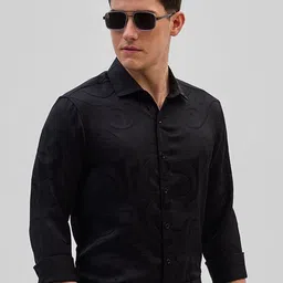 Snitch Men Smart Spread Collar Textured Slim Fit Formal Shirt-image-59