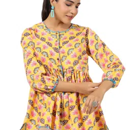 JAIPURRANG Floral Print Round Neck Cotton Peplum Top-picture-10