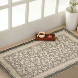 Peepul Tree Charcoal Ethnic Motifs Cotton Carpet image 3