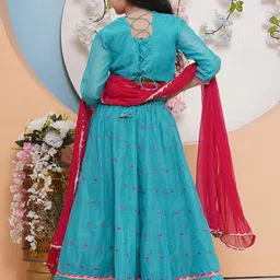 Bitiya by Bhama Girls Embroidered Ready to Wear Lehenga & Blouse With Dupatta image 5
