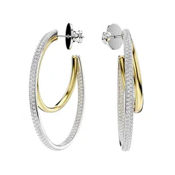 SWAROVSKI Rhodium-Plated Crystals Stone-Studded Hoop Earrings image 3