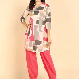 Asami Printed Shirt Collar Neck Tunic With Palazzos Co-Ords-picture-13
