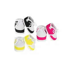 Neska Moda 12 To 18 Month Non Slip Pack of 3 Pair Cotton Lace Baby Booties (Toe to Heel Length - 14 cm, Black, Rani, Yellow) image 5