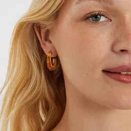 Accessorize Enamelled Tort Resin Semi Circular Half Hoop Earrings image 4