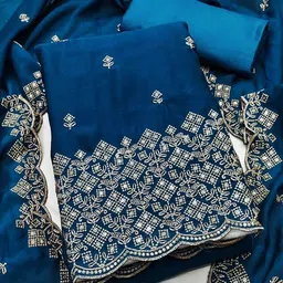 Peachmode Embroidered Silk Blend Unstitched Dress Material Dress Material-picture-22