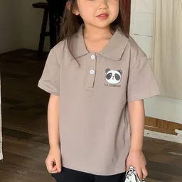 LULU & SKY Girls Polo Collar Applique T-shirt-picture-33
