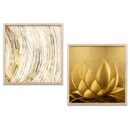 Kotart Brown & Gold-Toned 2 Pieces Wooden Abstract Printed Wall Arts-picture-25