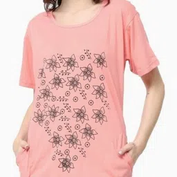 DDASPRATION Women Floral Printed Round Neck Cotton Oversized T-shirt image 4