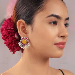 KRISHAZ Floral Drop Earrings image 3