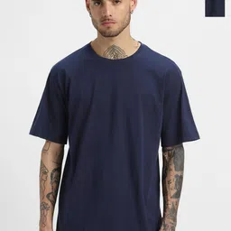 GLOWBERRY Men Pack of 2 Solid Round Neck Cotton Oversized T-shirts-picture-38