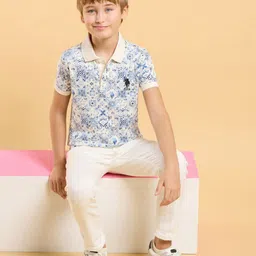 U.S. Polo Assn. Kids Boys Geometric Printed Polo Collar Cotton T-shirt image 4